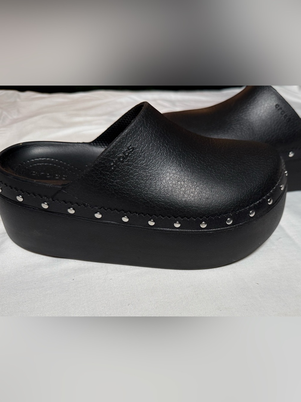 CROCS Women's Black Studded Platform Clog